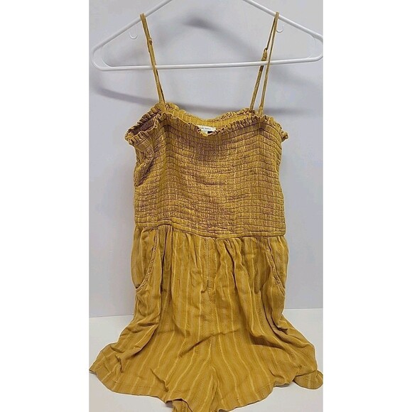 American‎ Eagle Outfitters Linen Summer Beach Striped Halter Romper Sz M - Picture 1 of 12